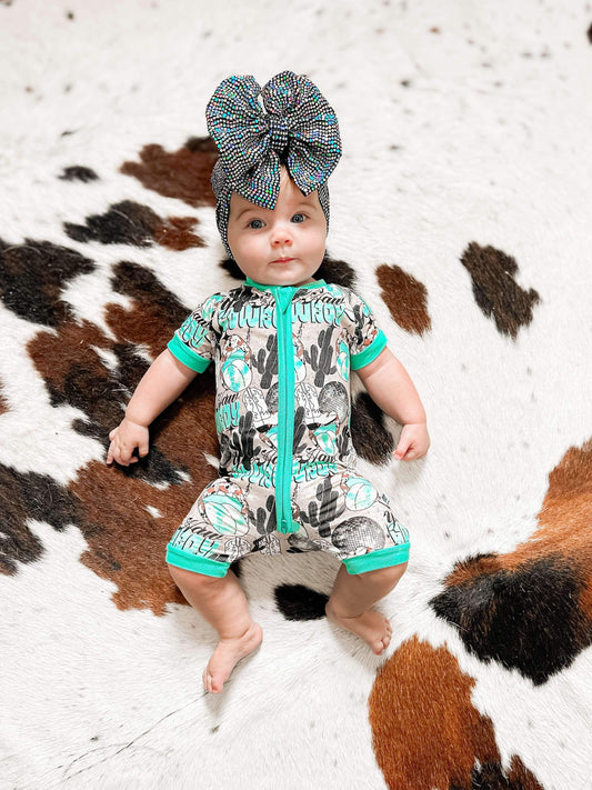 Yeehaw Cowboy Bamboo Shortie Romper (FINAL SALE)