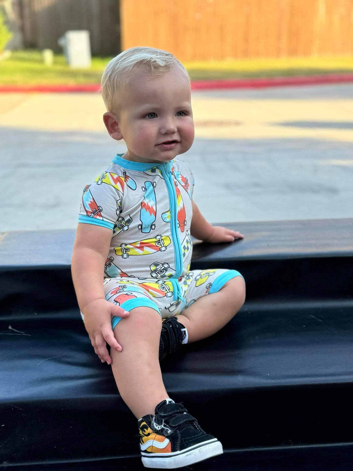 Skater Boy Bamboo Shortie Romper (FINAL SALE)