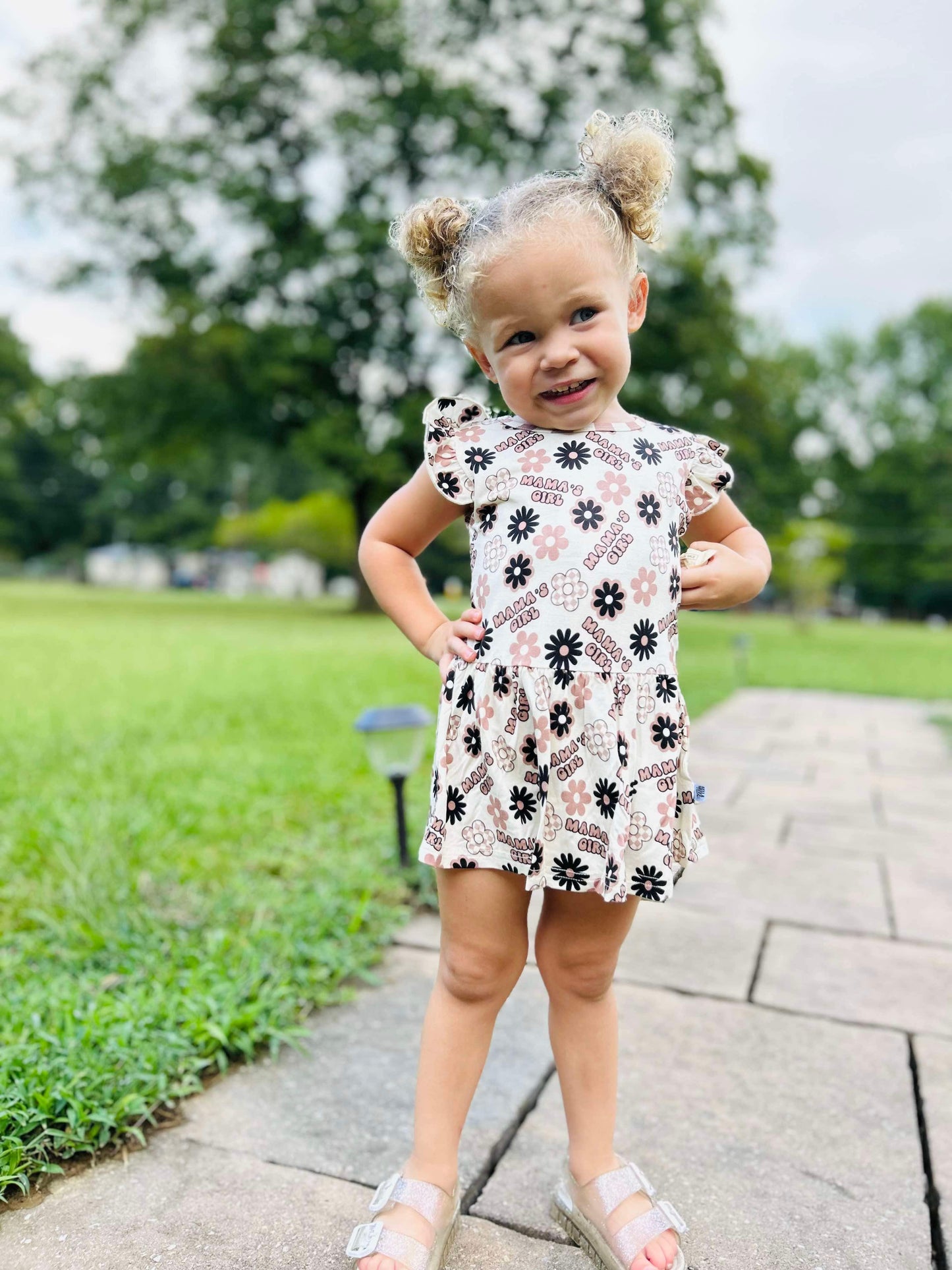 Neutral Mama's Girl Bamboo Skirted Romper