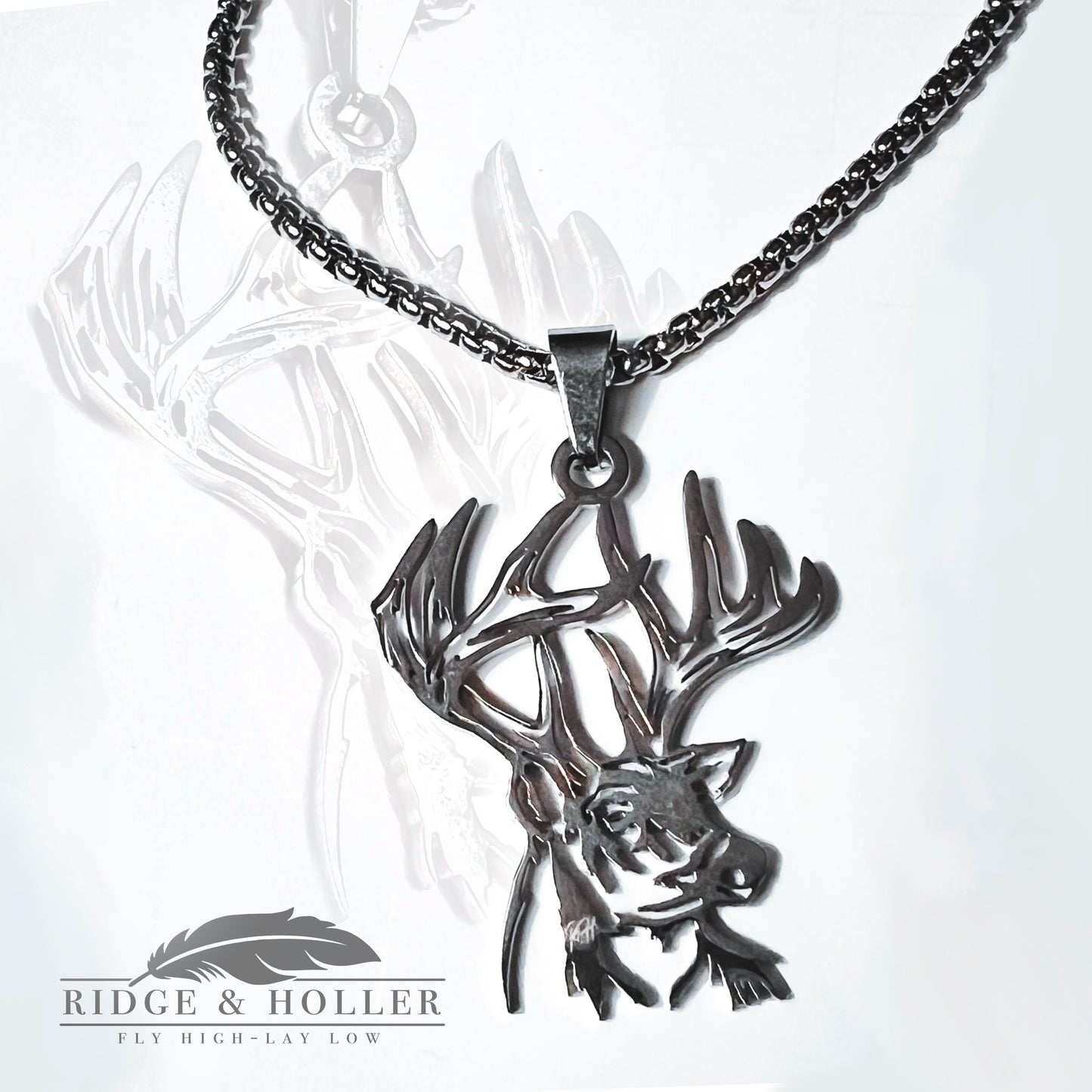 Deer Rack- Stainless Steel Necklace and Pendant *PREORDER*