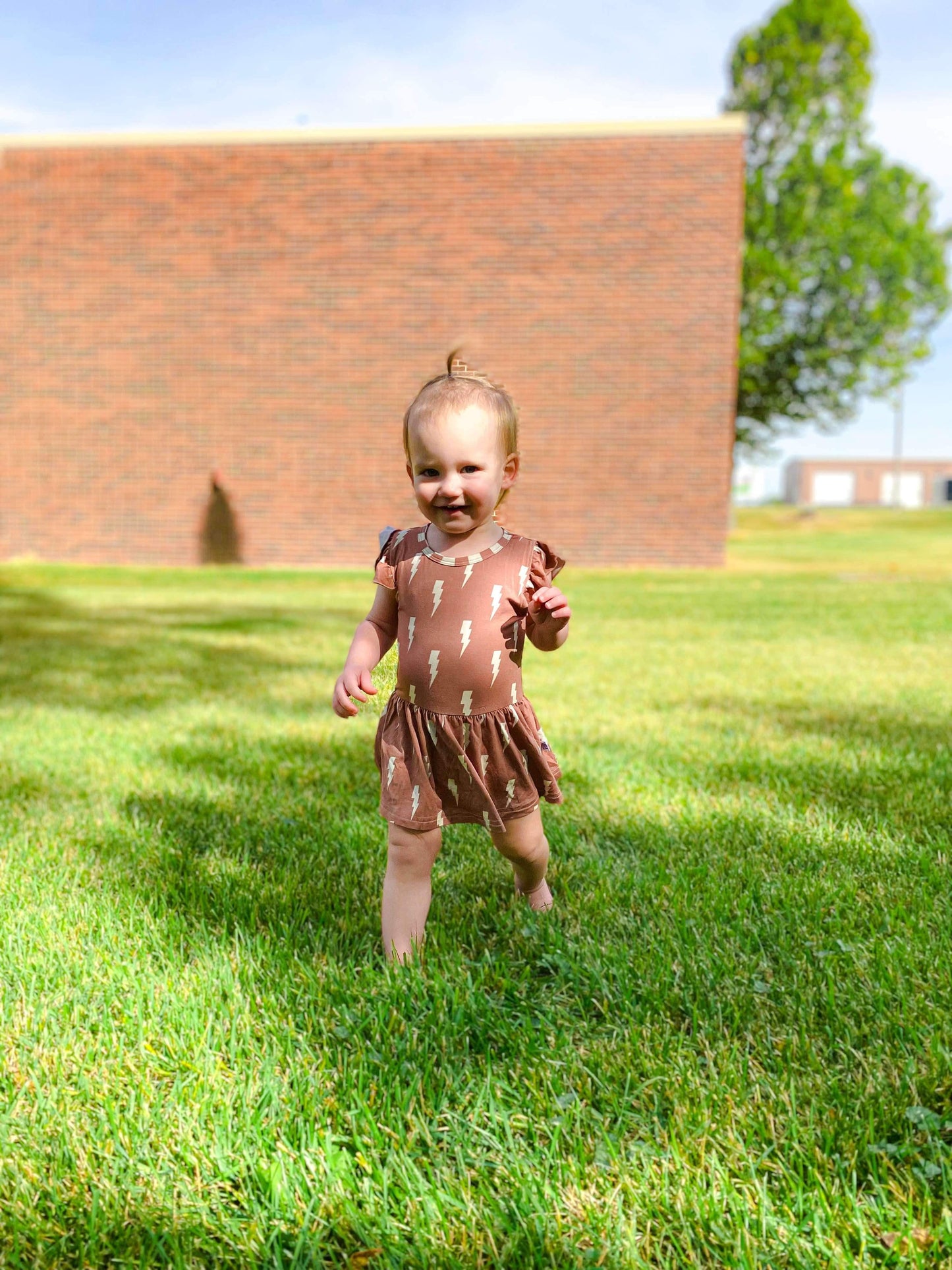 Rust Bolts Bamboo Skirted Romper (FINAL SALE)