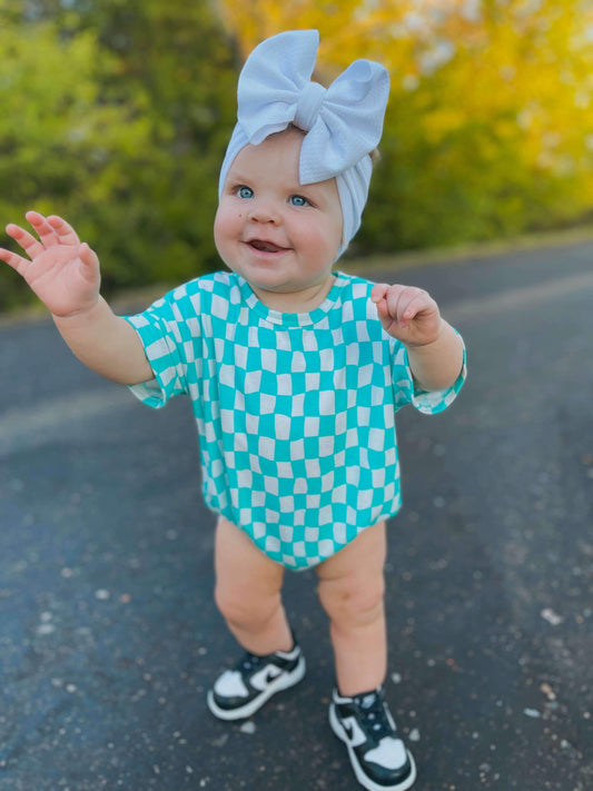 Wavy Checks Oversized Bamboo Romper (FINAL SALE)