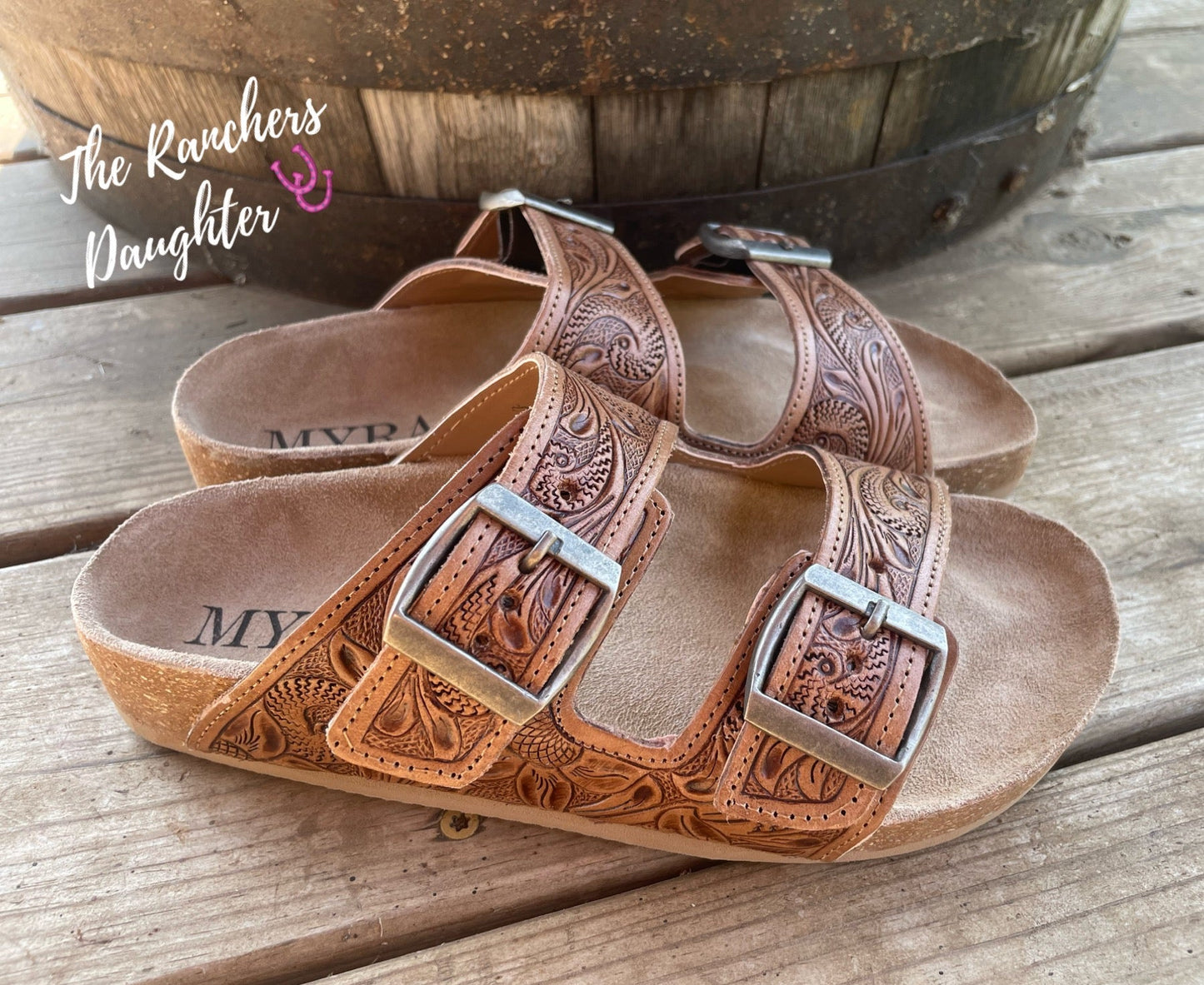 Western Tooled Leather Sandals