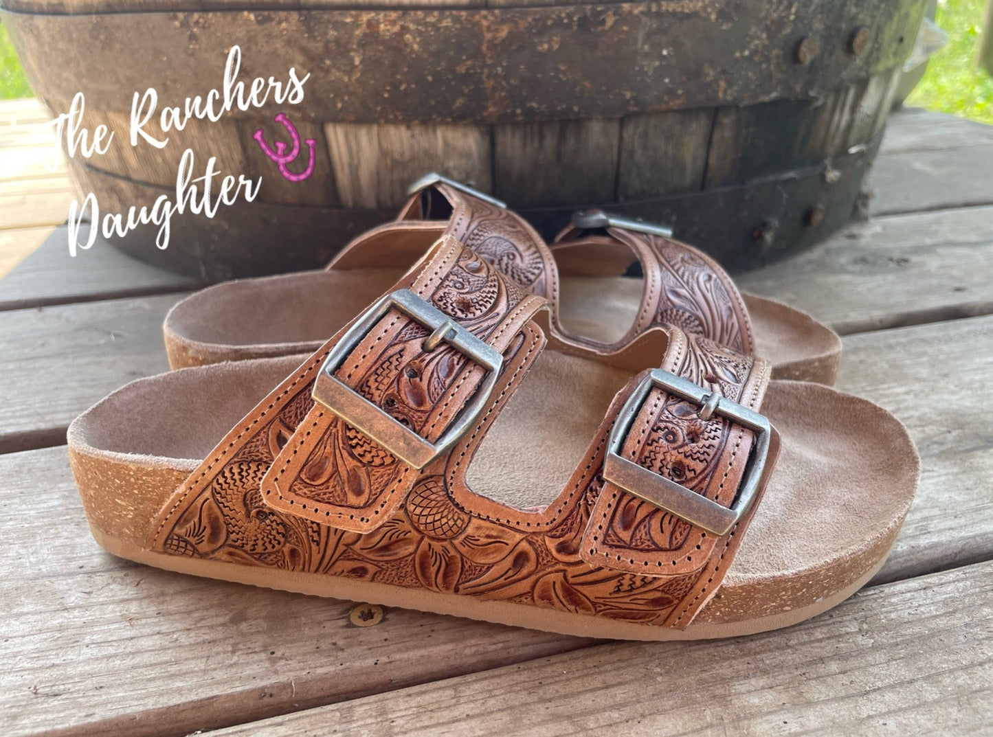Western Tooled Leather Sandals