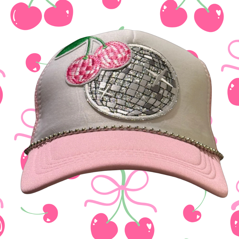Cherry Groove Ladies Trucker Hat w/ Hat Chain