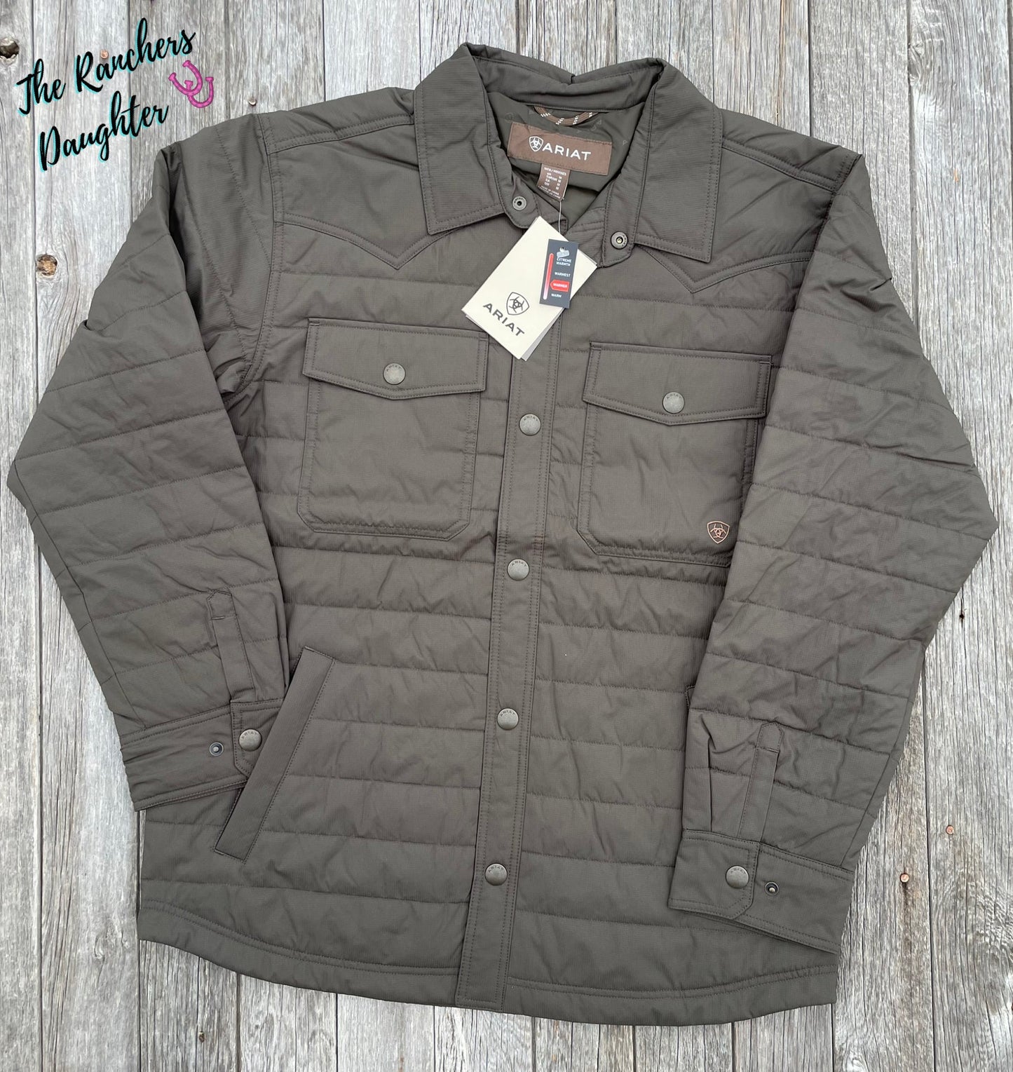 Ariat Men's Dark Green Quilted Shirt Jacket