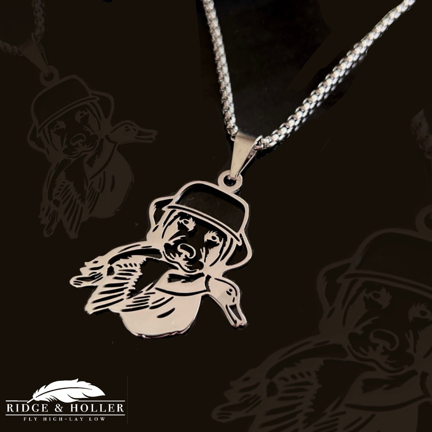 Dog with duck Stainless Steel Necklace and Pendant