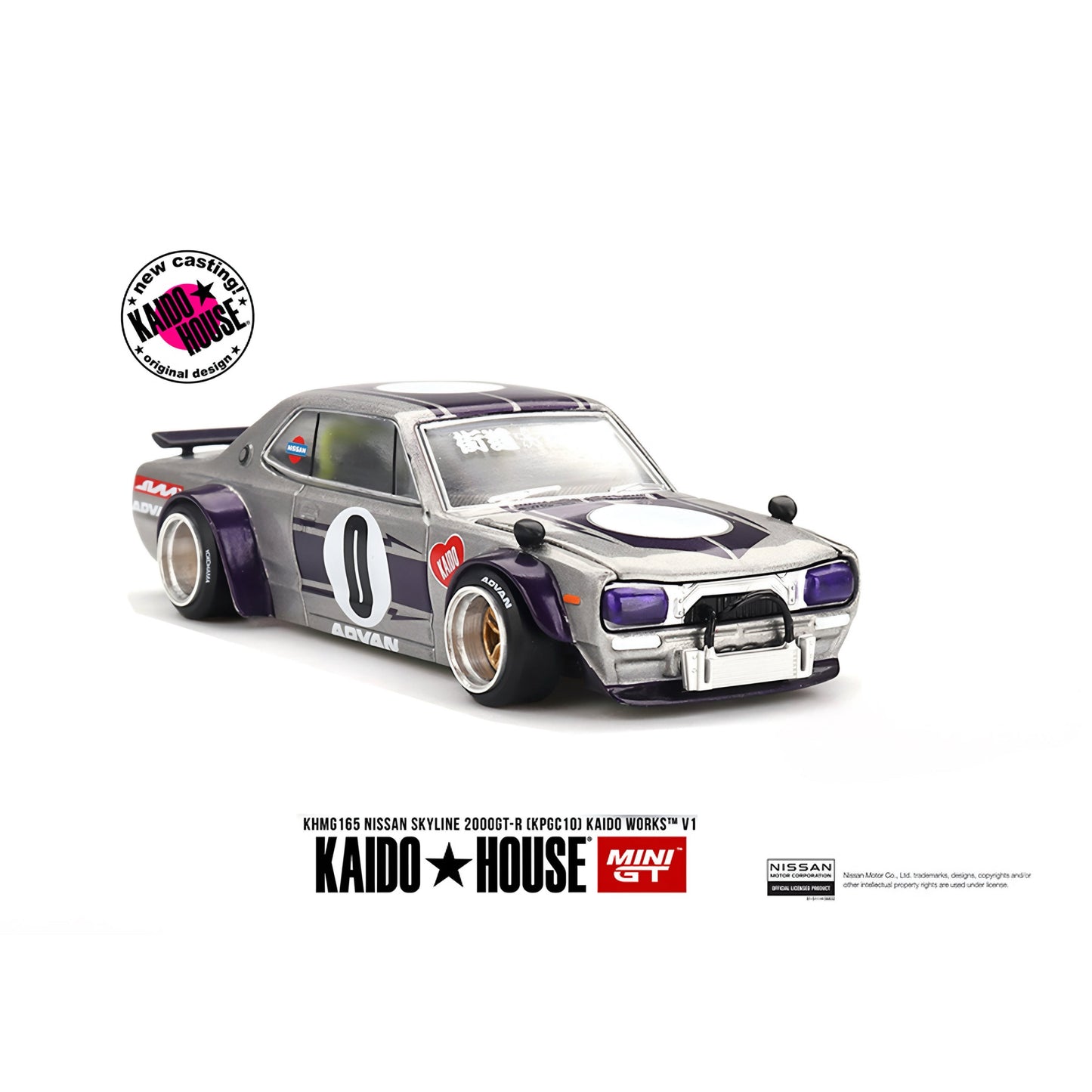 Kaido House x Mini GT 1:64 Nissan Skyline 2000GT-R (KPGC10) Kaido Works V1- Silver