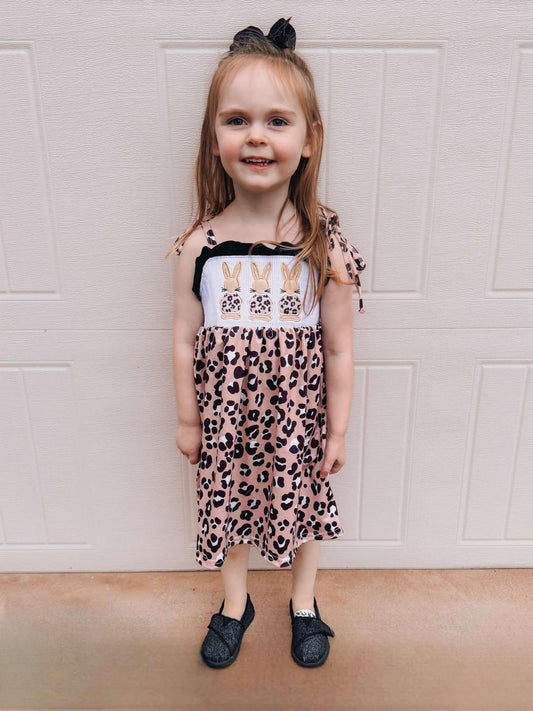 Smocked leopard bunny Dress