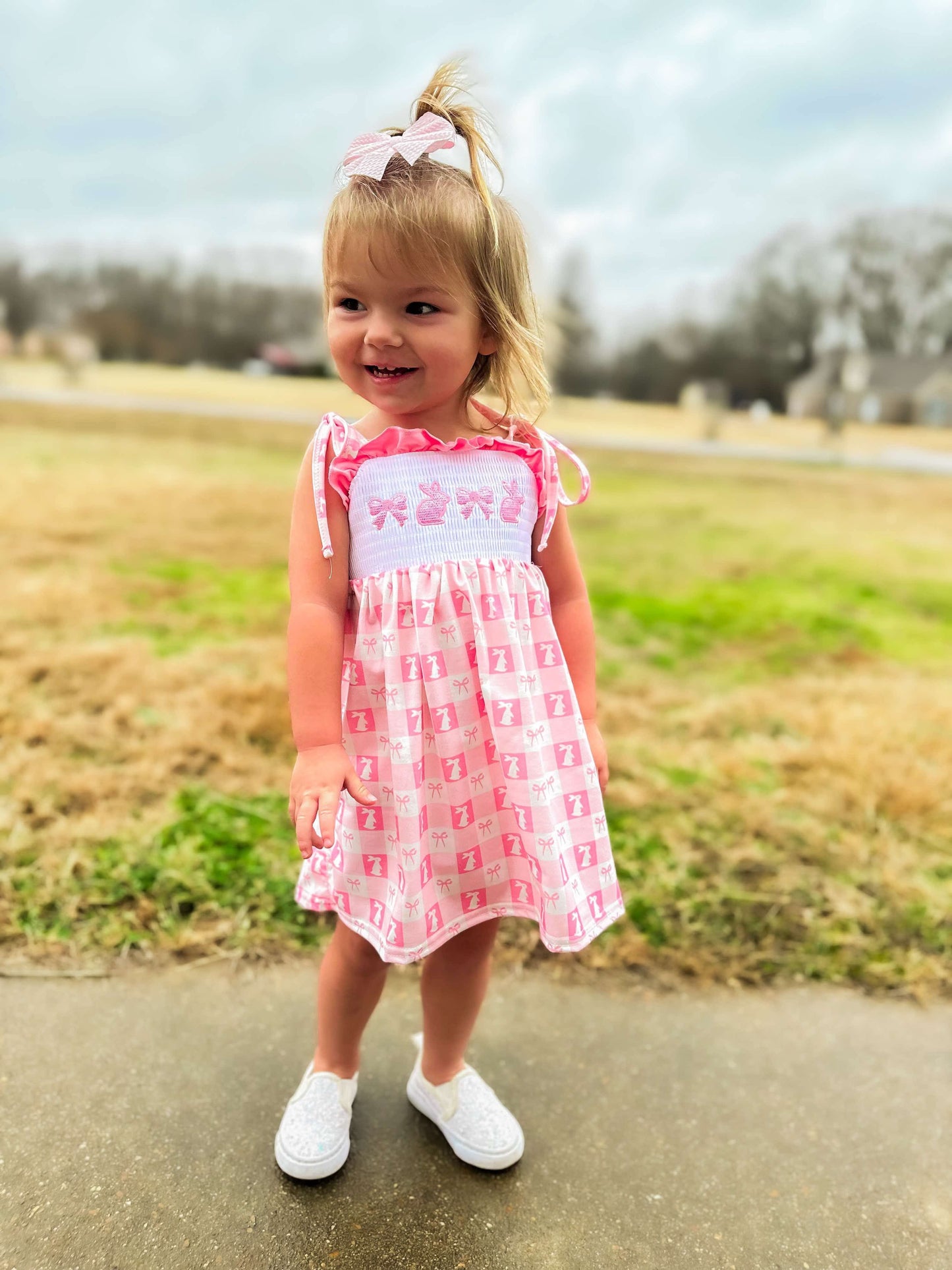 Smocked bunny bows Dress