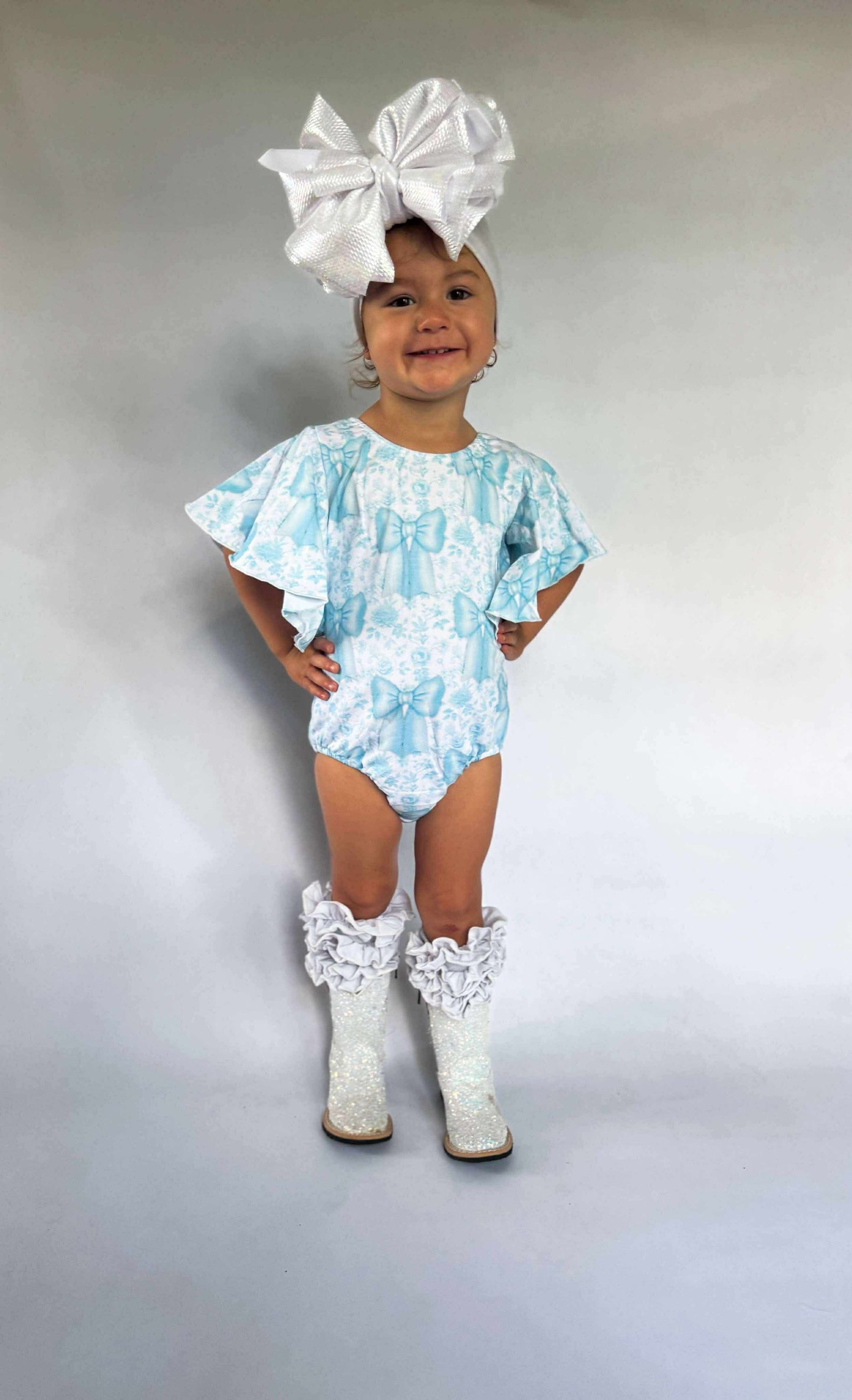 Blue Bows Flutter Sleeve Leo (FINAL SALE)