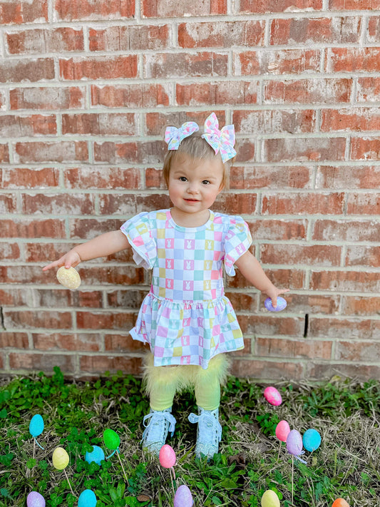 Bunny Checkered skirted romper