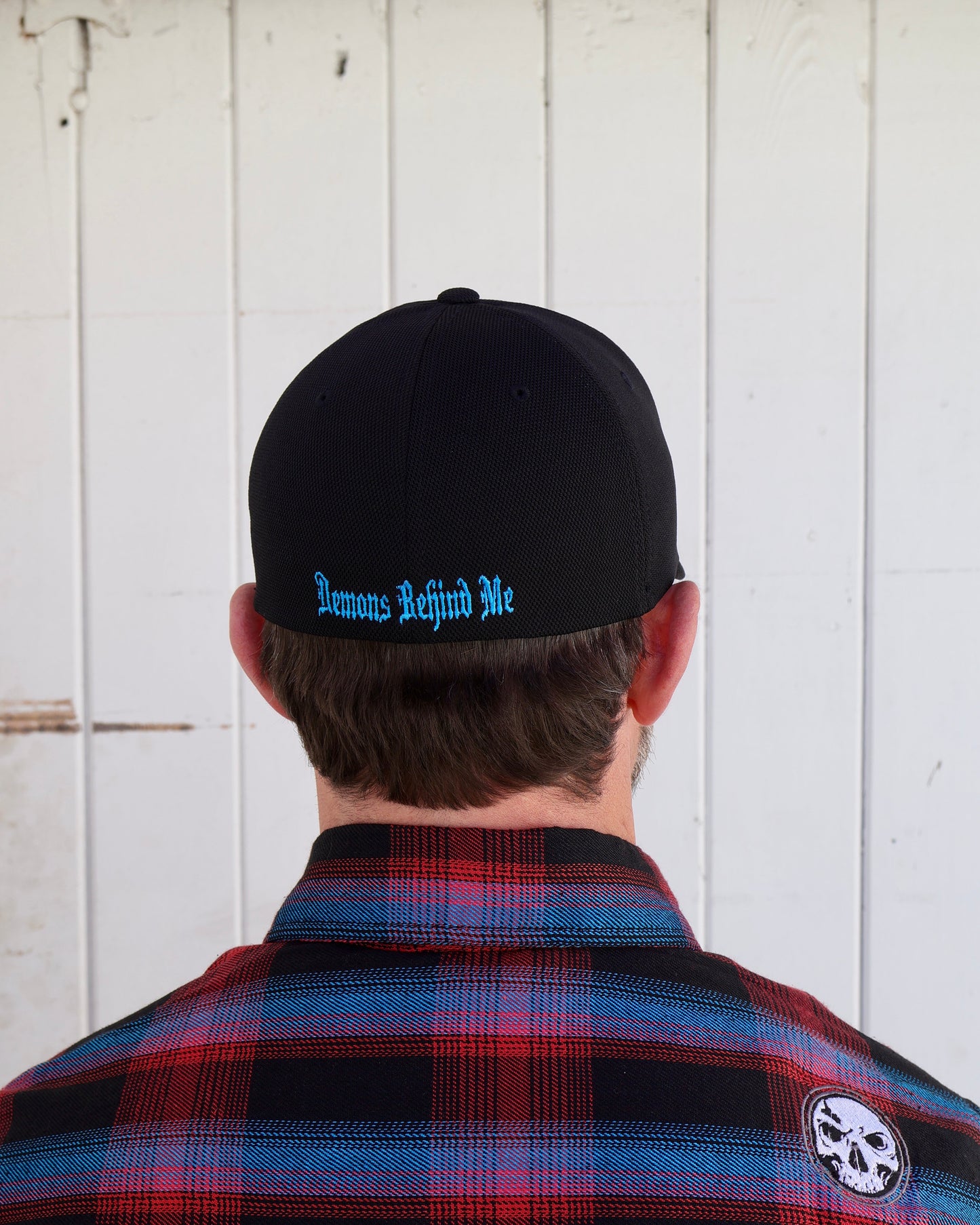 Black Flexfit Never Fade Two-Tone Skull Fitted Cap