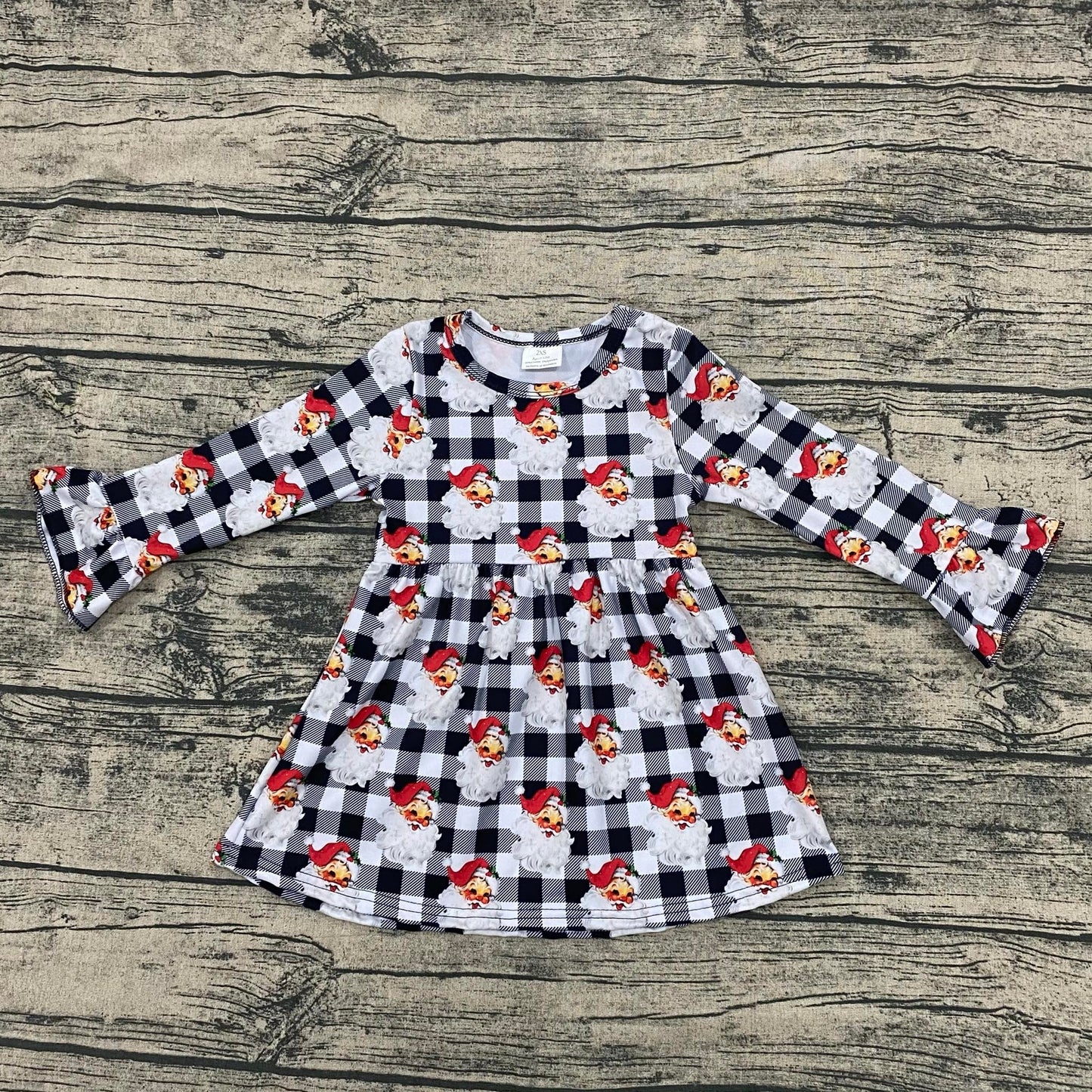 Checkered santa bell sleeve dress