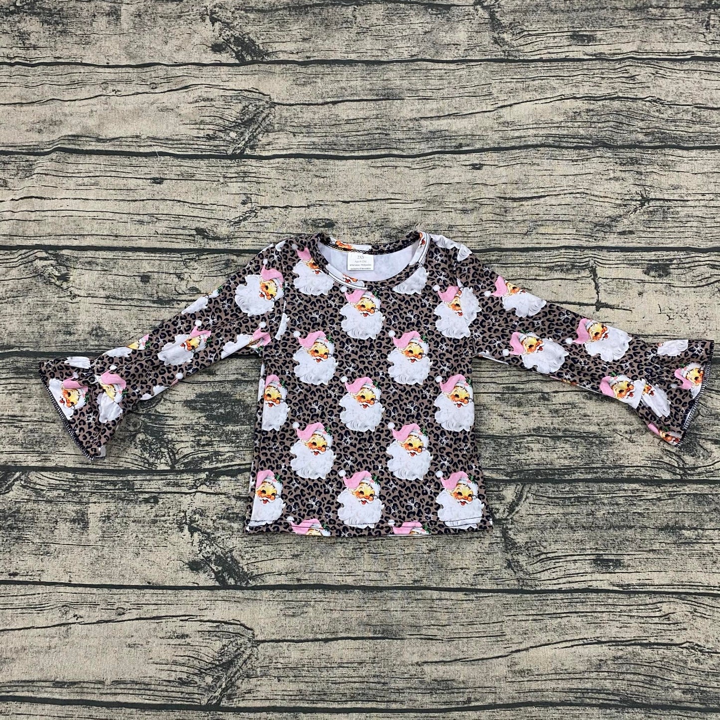 Leopard Santa Bell sleeve top