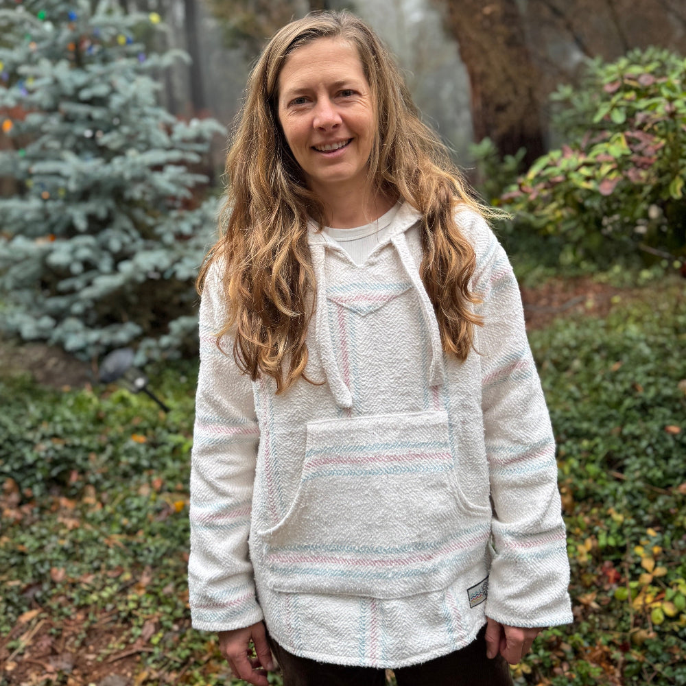 Baja Hoodie Mexican Pullover Sweater - Blanca
