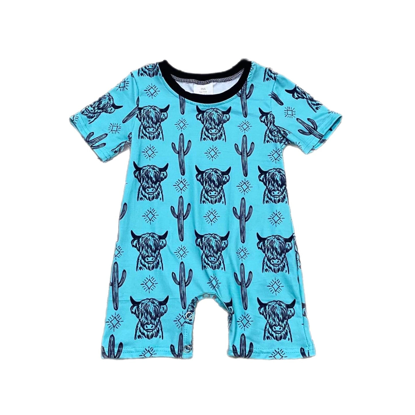 Blue Highland Boy romper