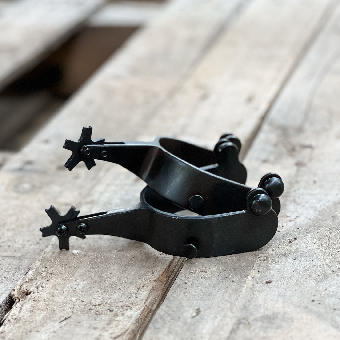 AJ Tack Men's Black Bull Riding Spurs