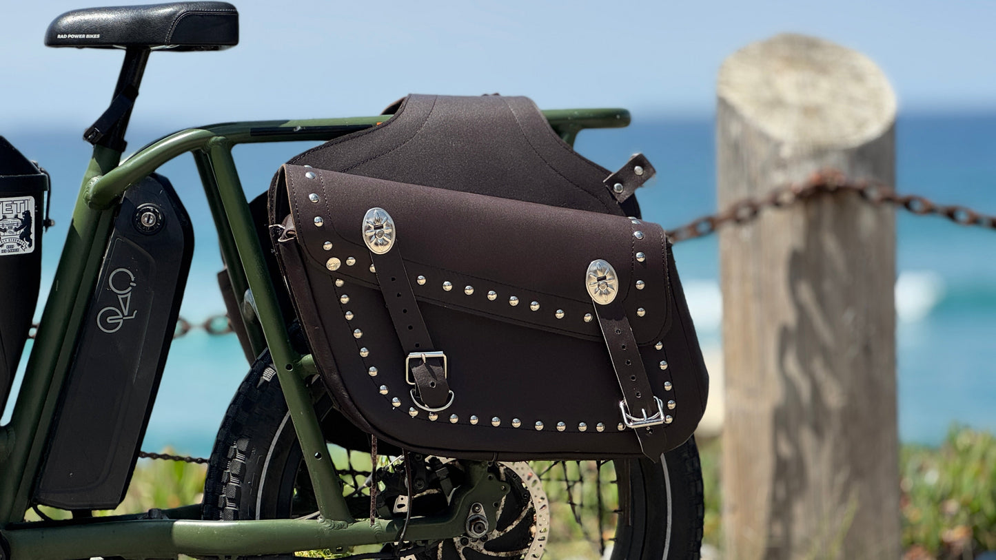 Motorcycle Saddle Bags / Bicycle & eBike Saddle Bags - Real Leather