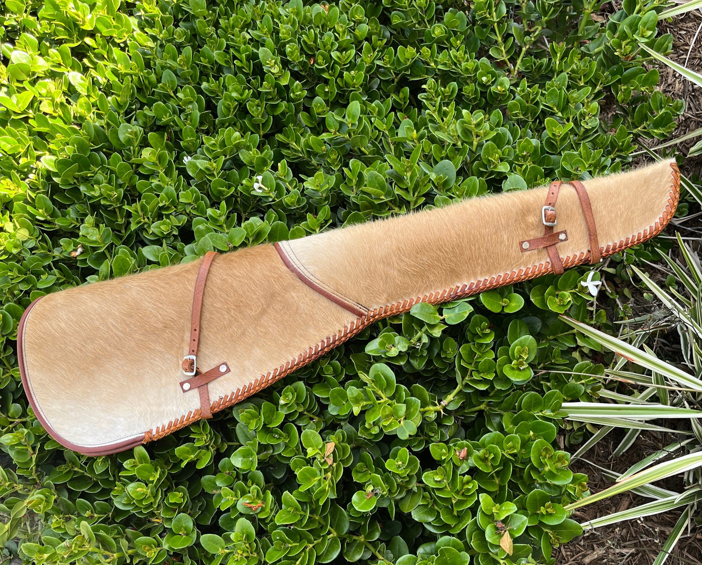 Leather Rifle & Shotgun Scabbard - Beige Cowhair