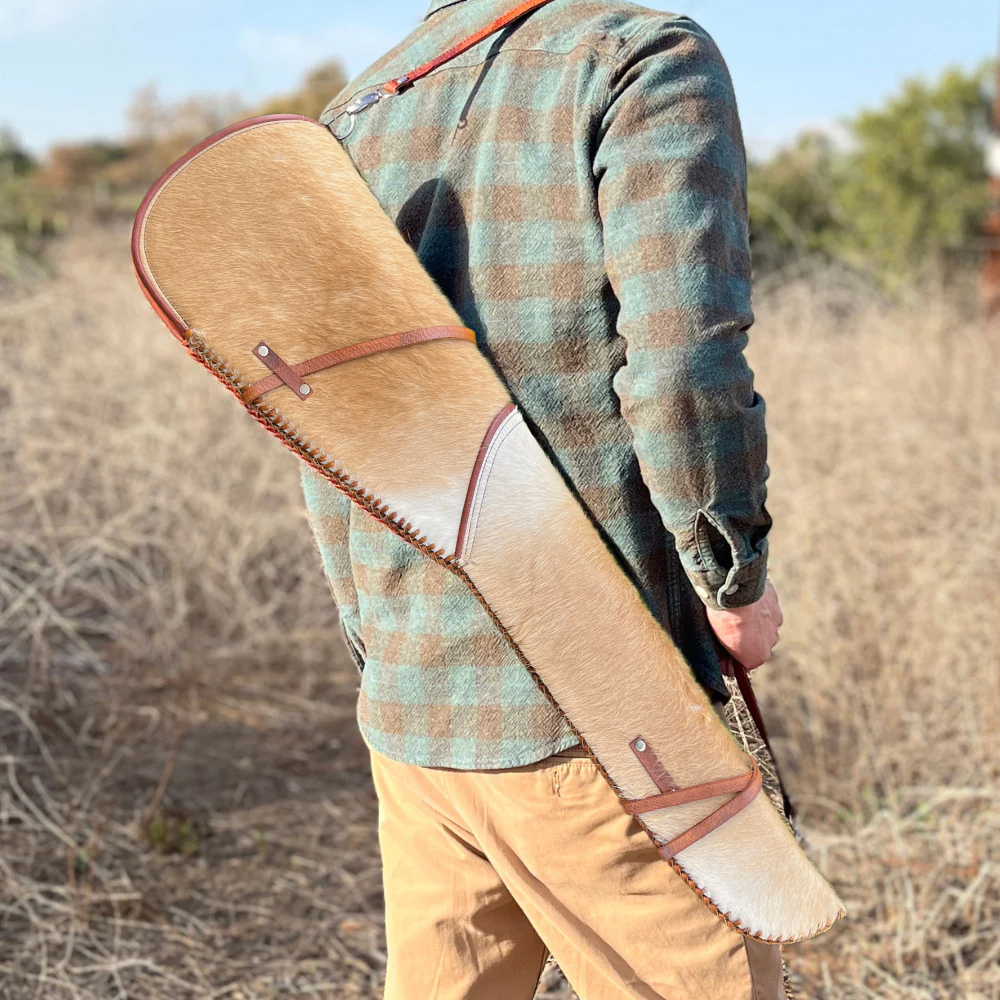 Leather Rifle & Shotgun Scabbard - Beige Cowhair