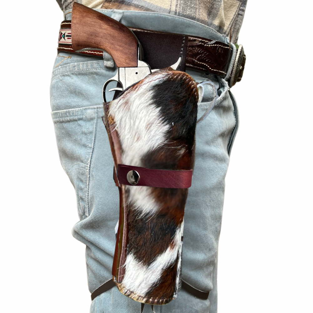 Hip Draw Western Holster | Real Cowhide - Patches