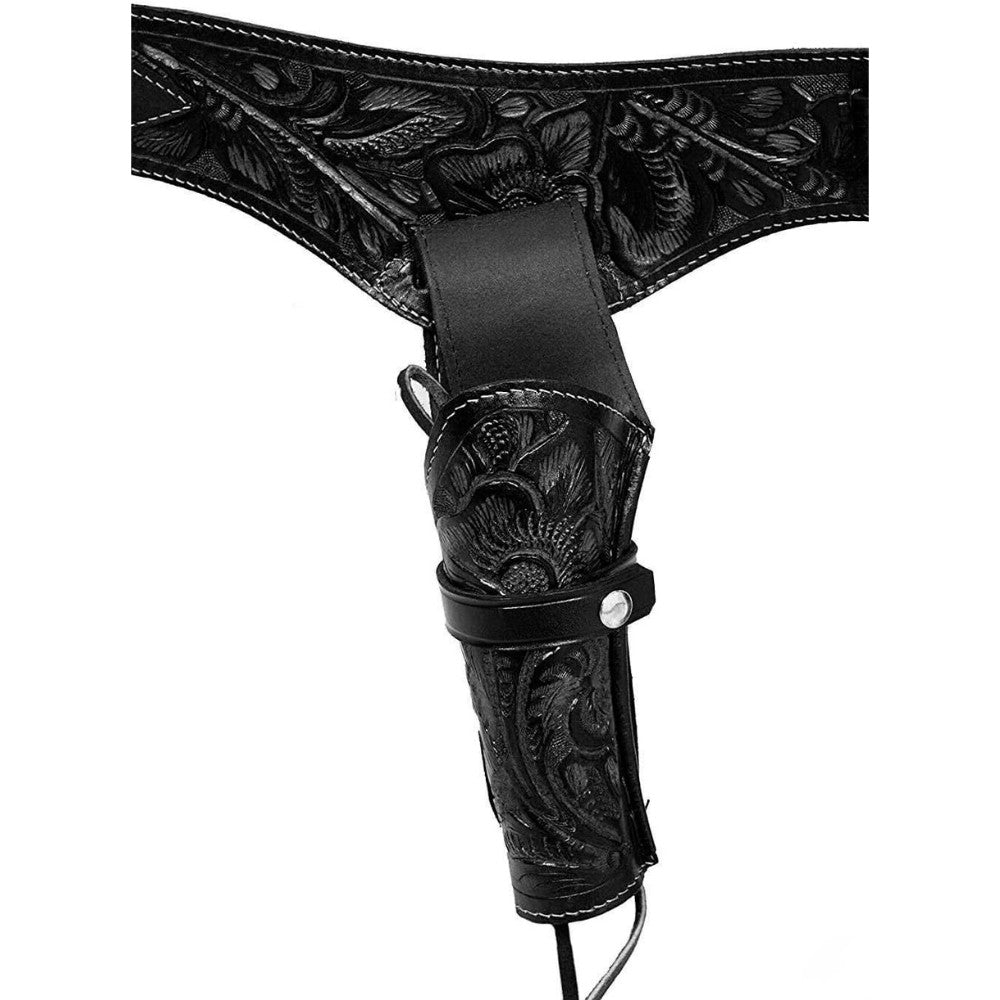 22 Caliber Revolver Leather Holster Belt - Black
