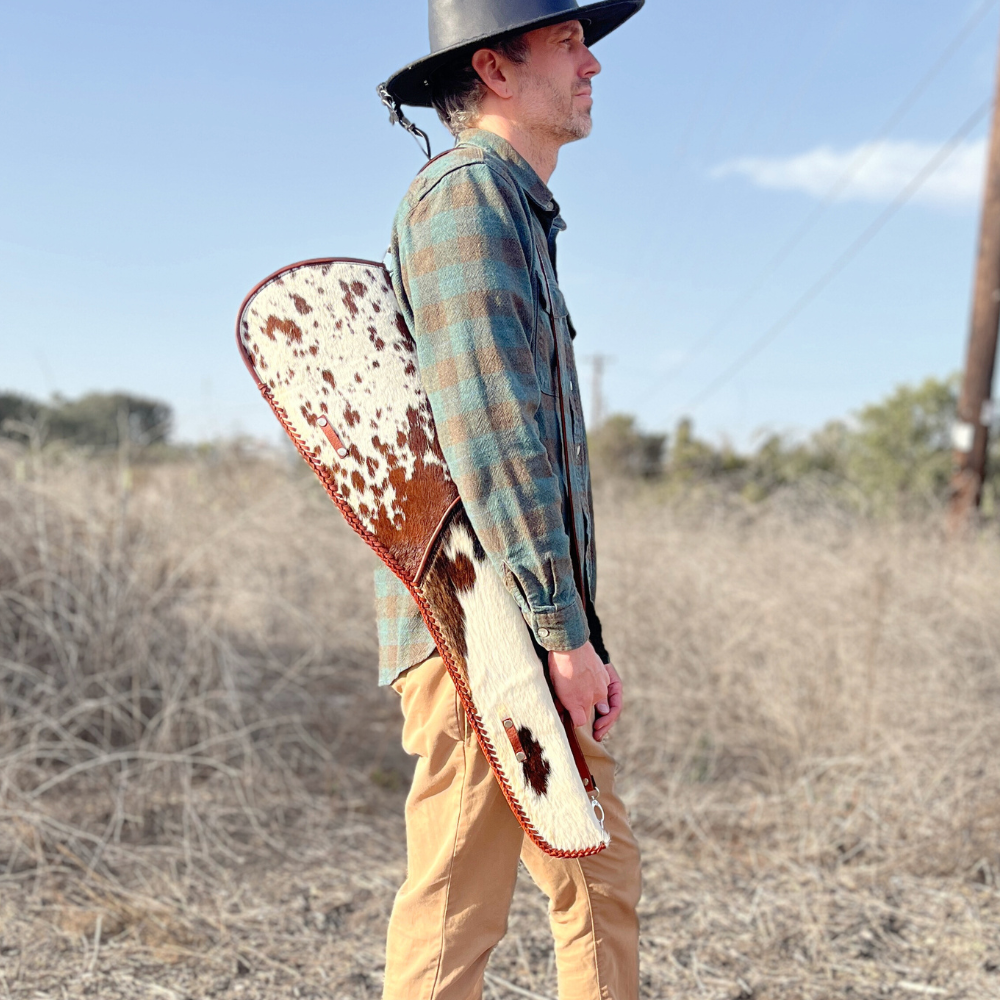 Cowhide Leather Rifle Scabbard / Shotgun Sleeve - Speckled Brown