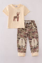 Camouflage deer applique pants set
