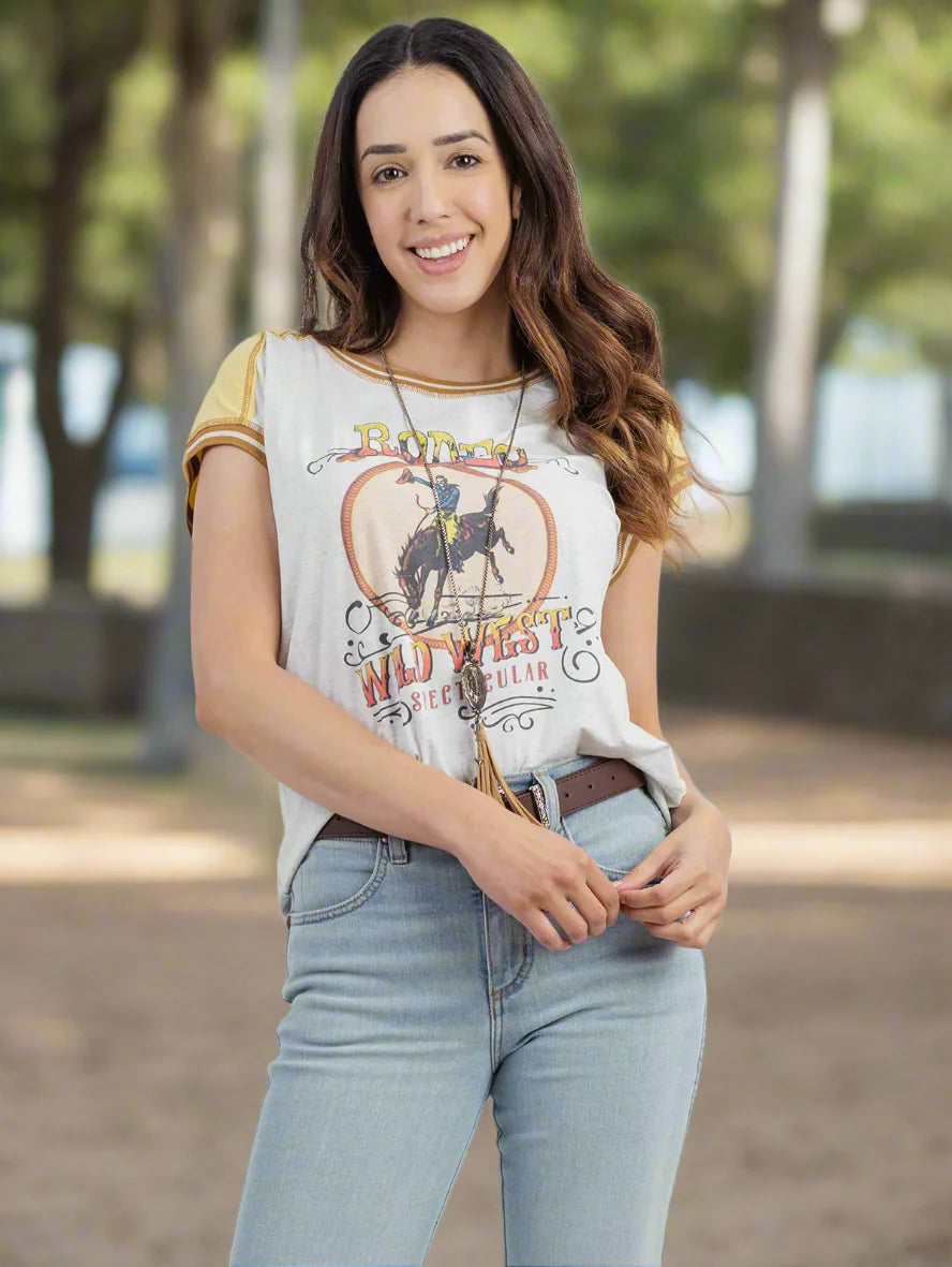 Delila Women Mineral Wash “Wild West” Graphic Short Sleeve Tee