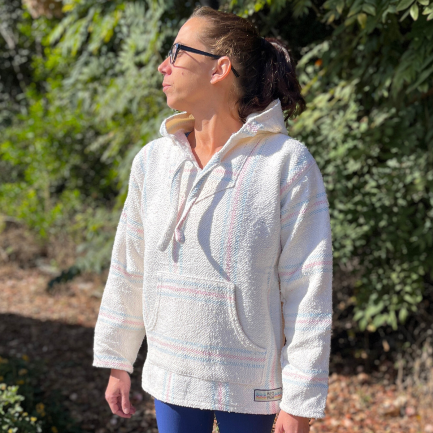 Baja Hoodie Mexican Pullover Sweater - Blanca