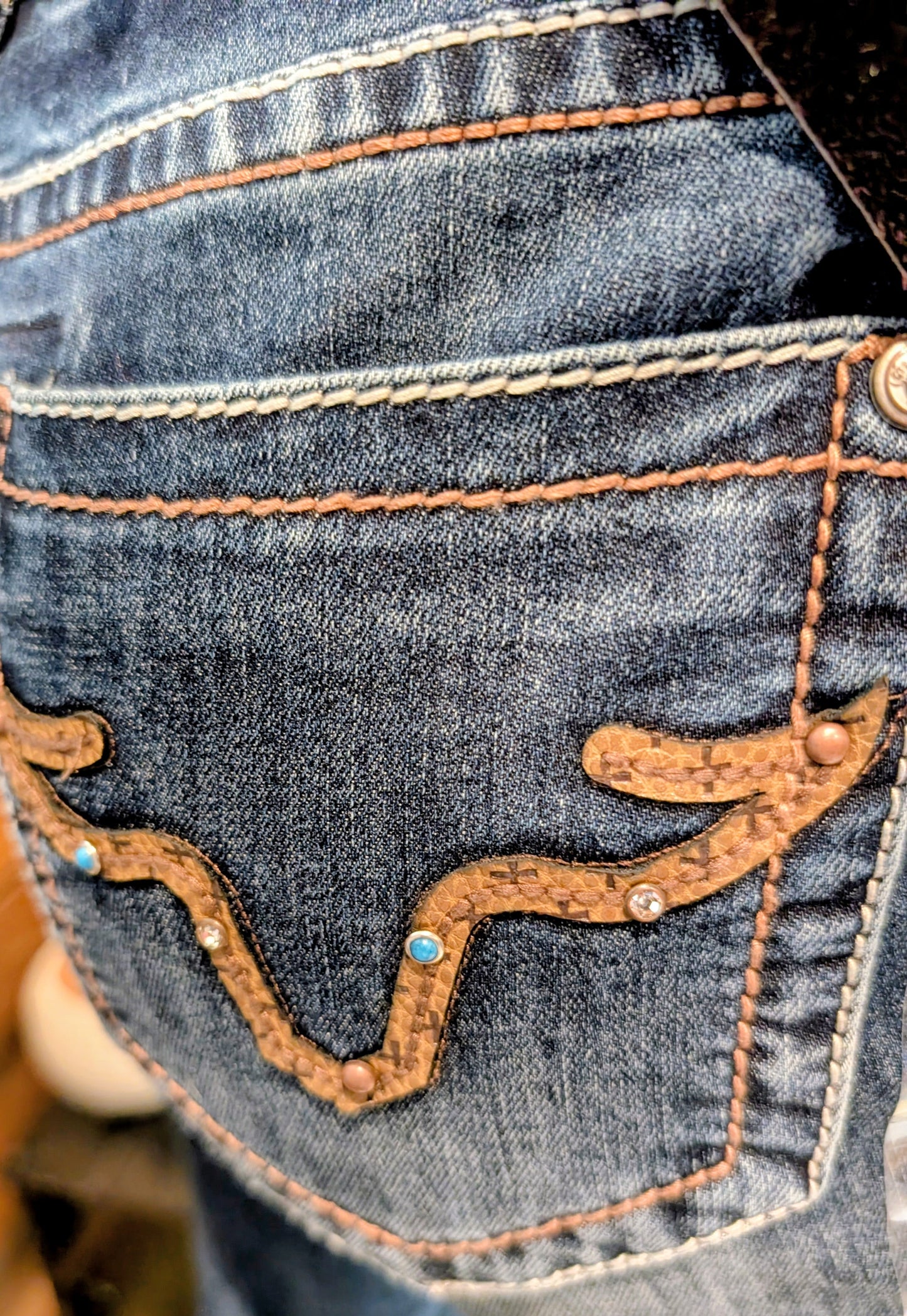 Grace in LA Mid-Rise Easy Fit Embellished Flare Jeans