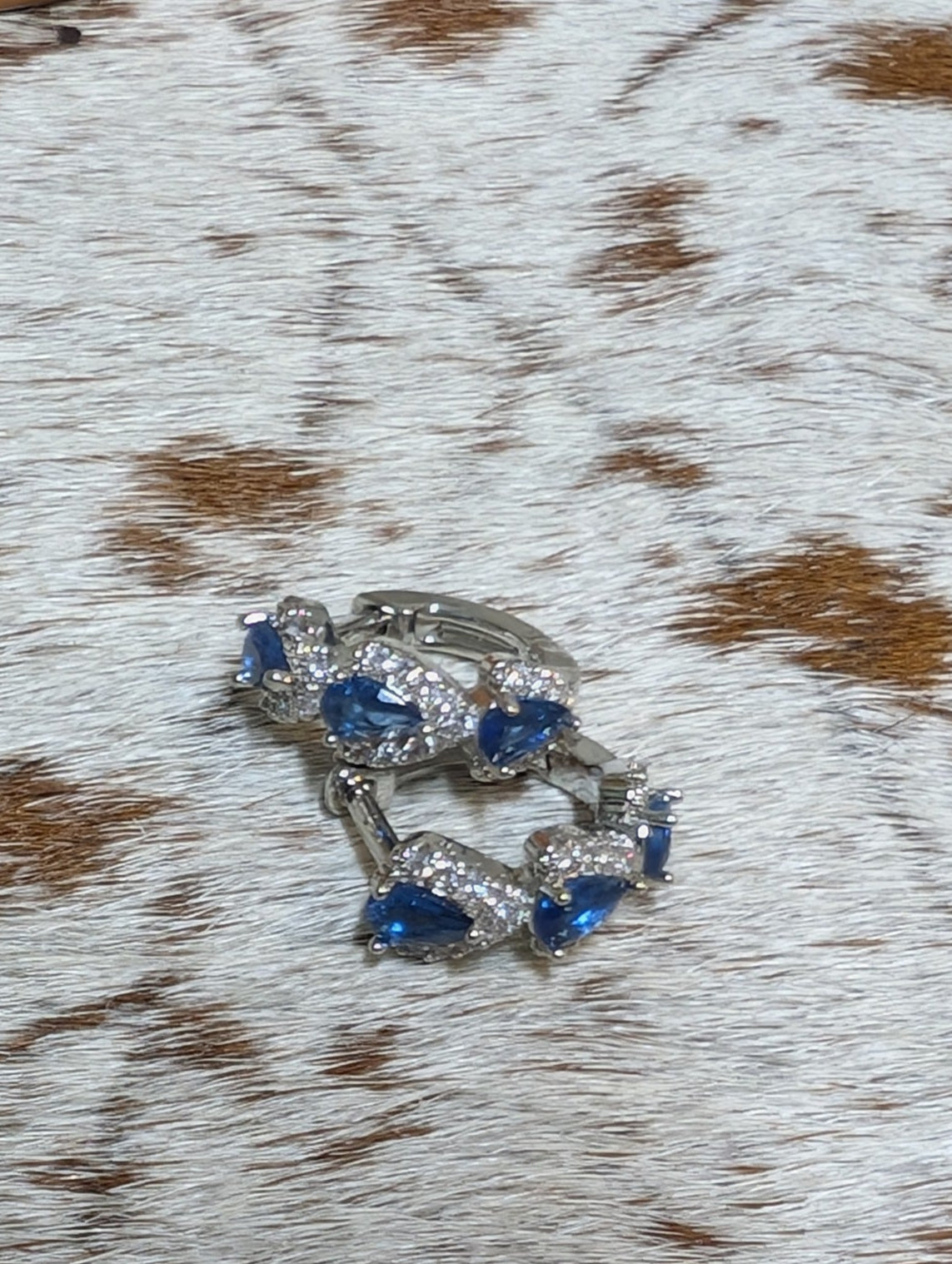 Western Bow Hoop Earrings with Blue Crystal Accents – Limited Stock