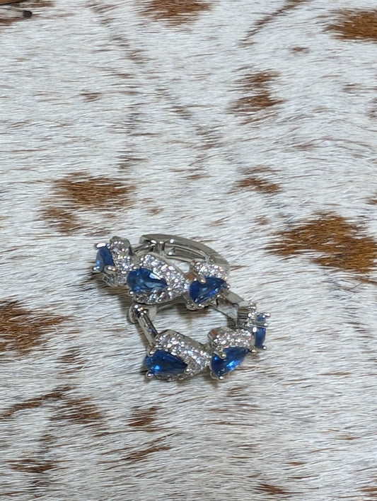 Western Bow Hoop Earrings with Blue Crystal Accents – Limited Stock