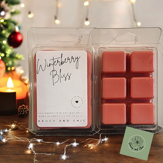 Winterberry Bliss Wax Melt – Bright Berry & Frosted Evergreen Scent for a Festive Ambiance