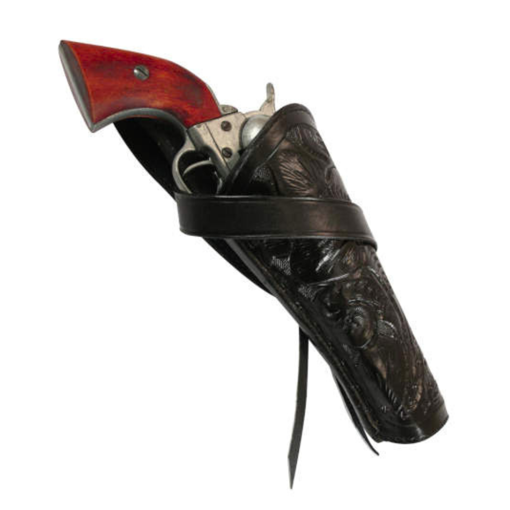 Cross Draw Tooled Leather Holster - Black