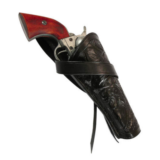 Cross Draw Tooled Leather Holster - Black