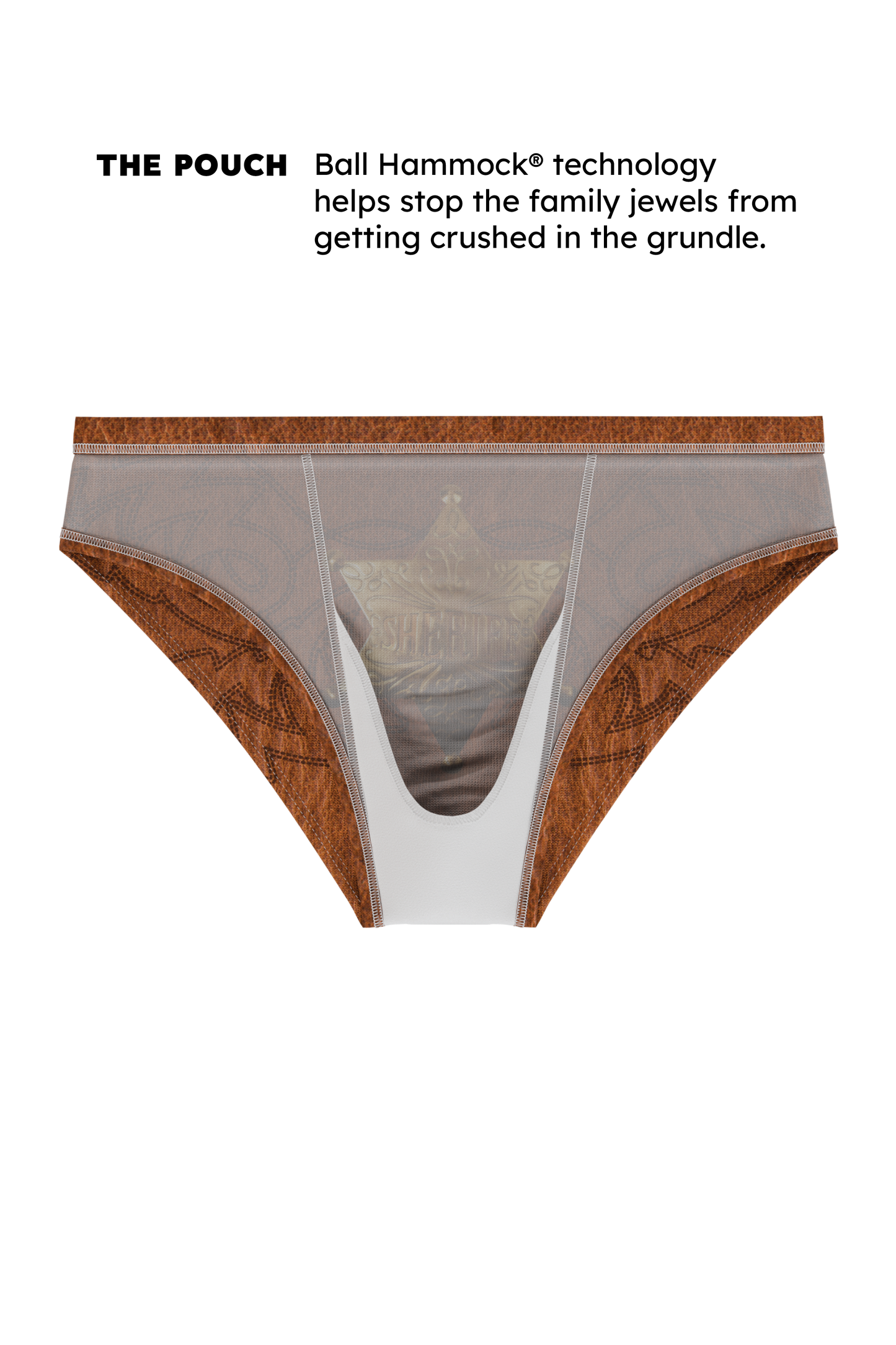 The Reverse Chaps | Western Faux Cracked Leather Ball Hammock® Pouch Swim Brief