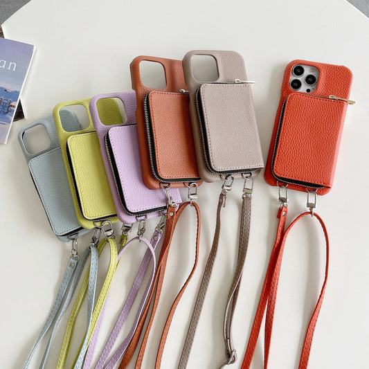 Luxury Crossbody Wallet Leather iPhone Case