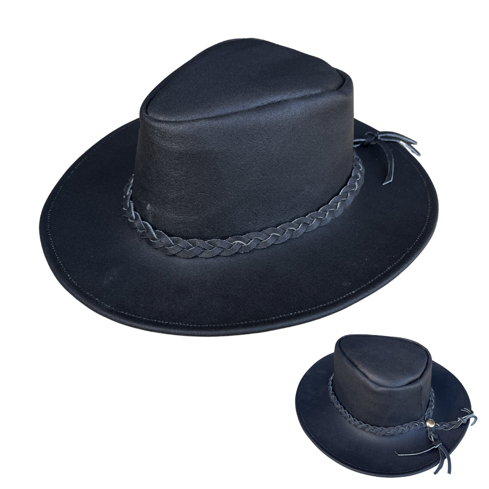 Leather Rancher Hat | Cowboy Hat- Black
