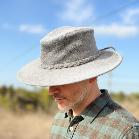 Cowhide Rancher Cowboy Hat - Grey Cow Hair