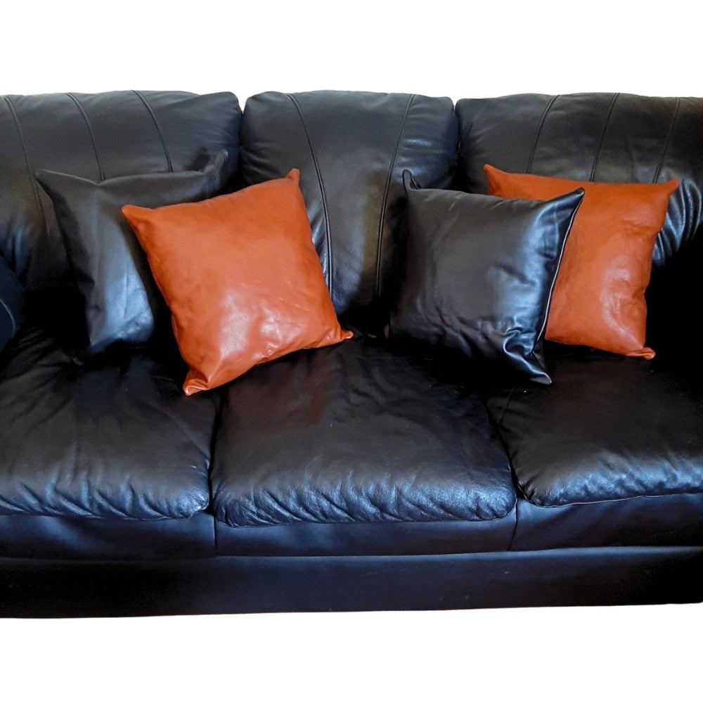 Genuine Leather Stuffed Accent Pillow – Made in Mexico