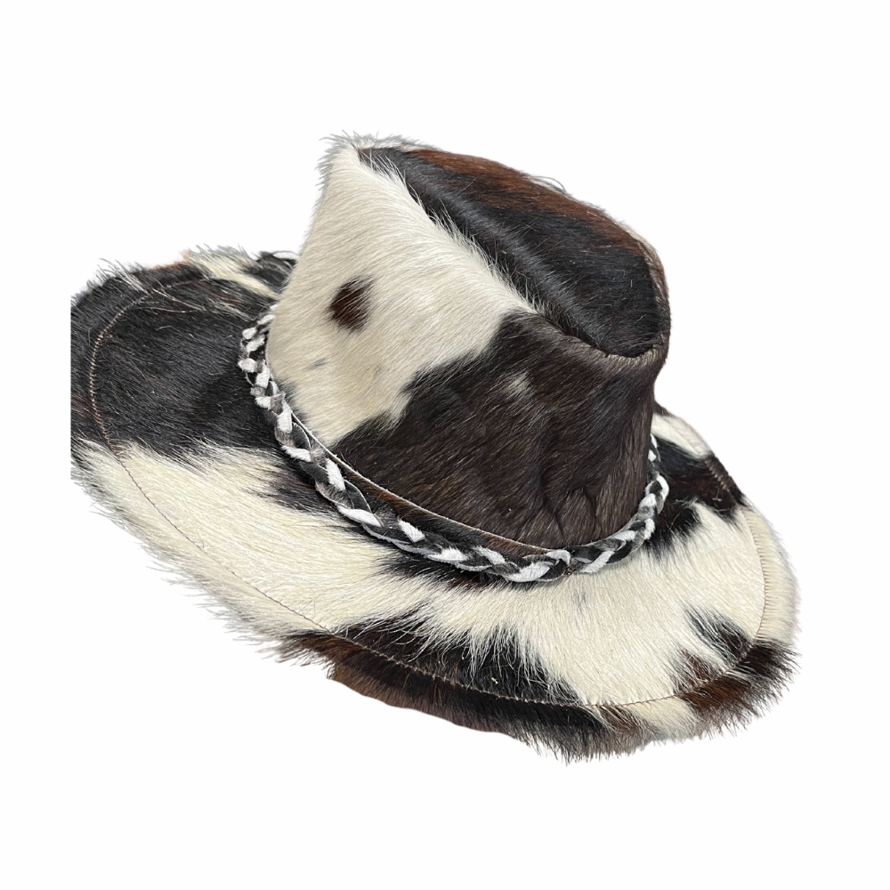 Cowhide Rancher Cowboy Hat - White / Multi
