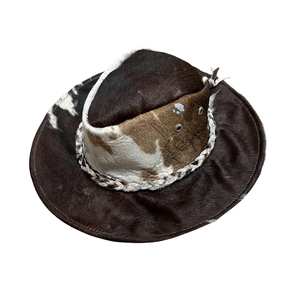 Cowhide Rancher Cowboy Hat - White / Multi