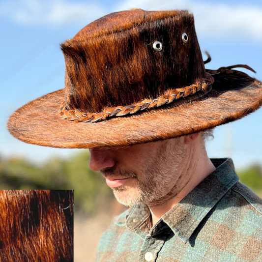 Cowhide Cowboy & Cowgirl Hat - Brown Brindle