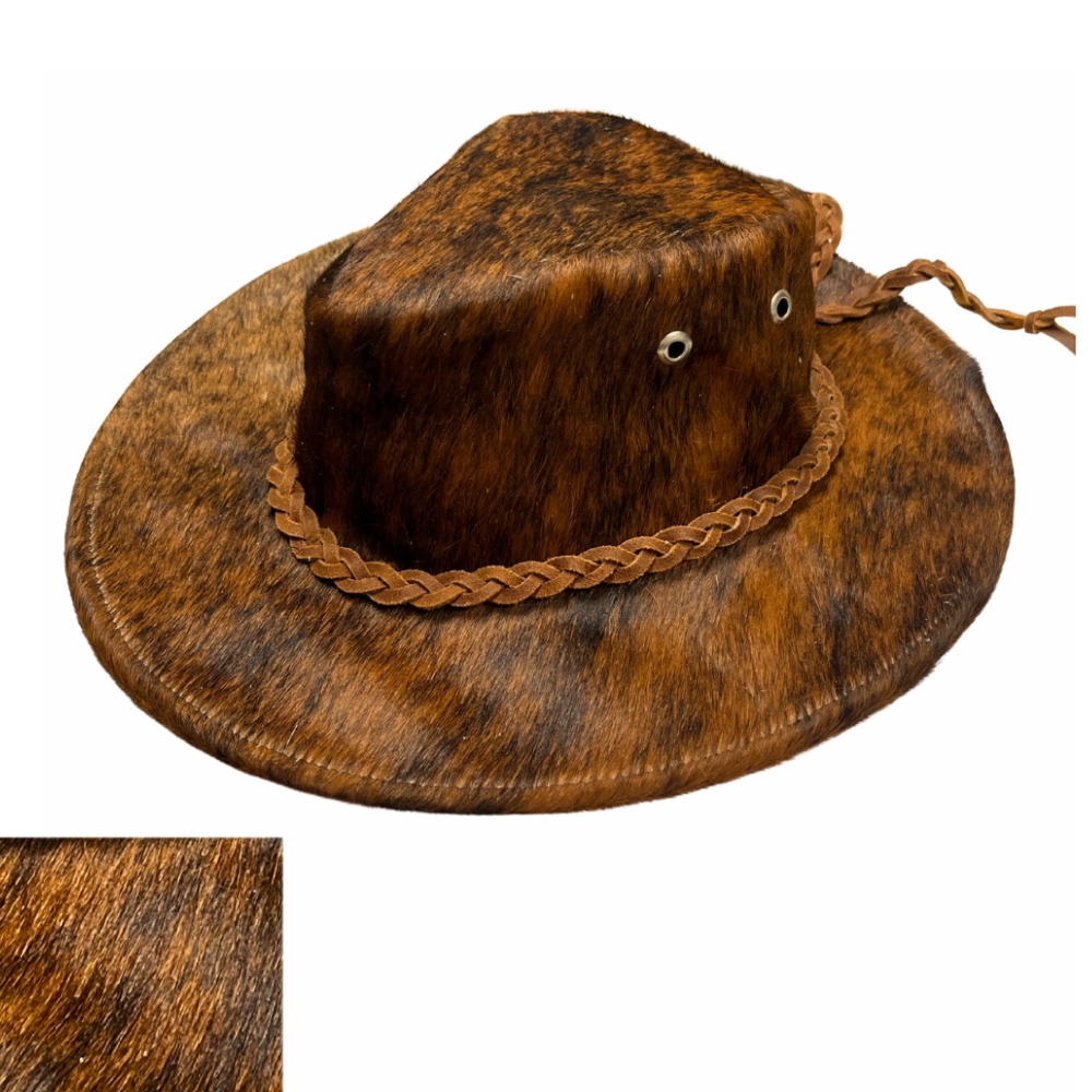 Cowhide Cowboy & Cowgirl Hat - Brown Brindle