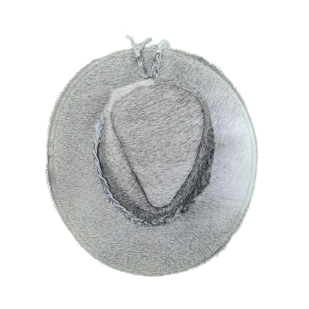 Cowhide Rancher Cowboy Hat - Grey Cow Hair