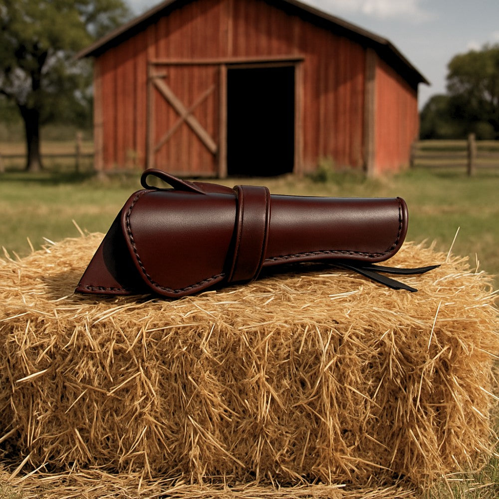 Cross Draw Leather Holster - Solid Dark Brown