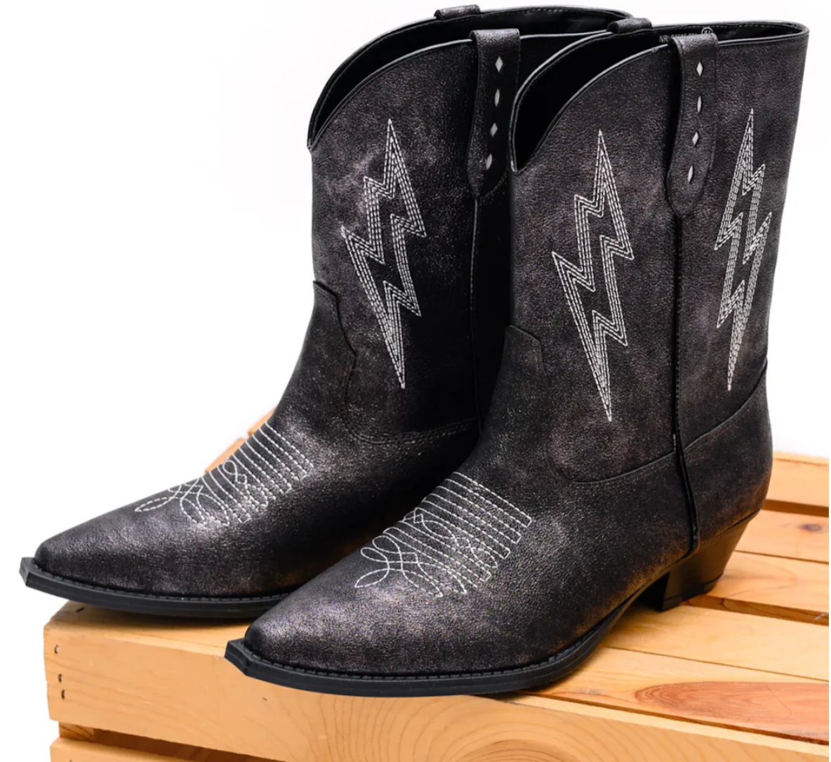 Bowie Metallic Boot in Black