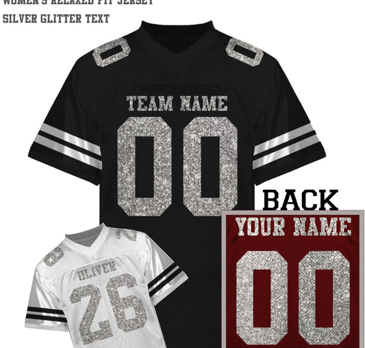 Women’s Bling Football Jersey – Personalized Game-Day Glam - Mom of a Senior